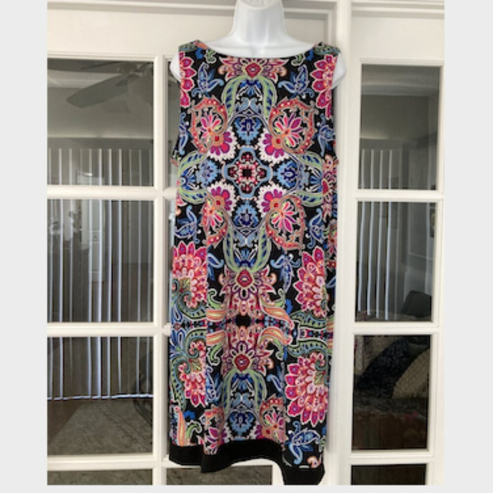 Nicole Miller Paisley Floral Sleeveless  Midi Shift Dress  X large